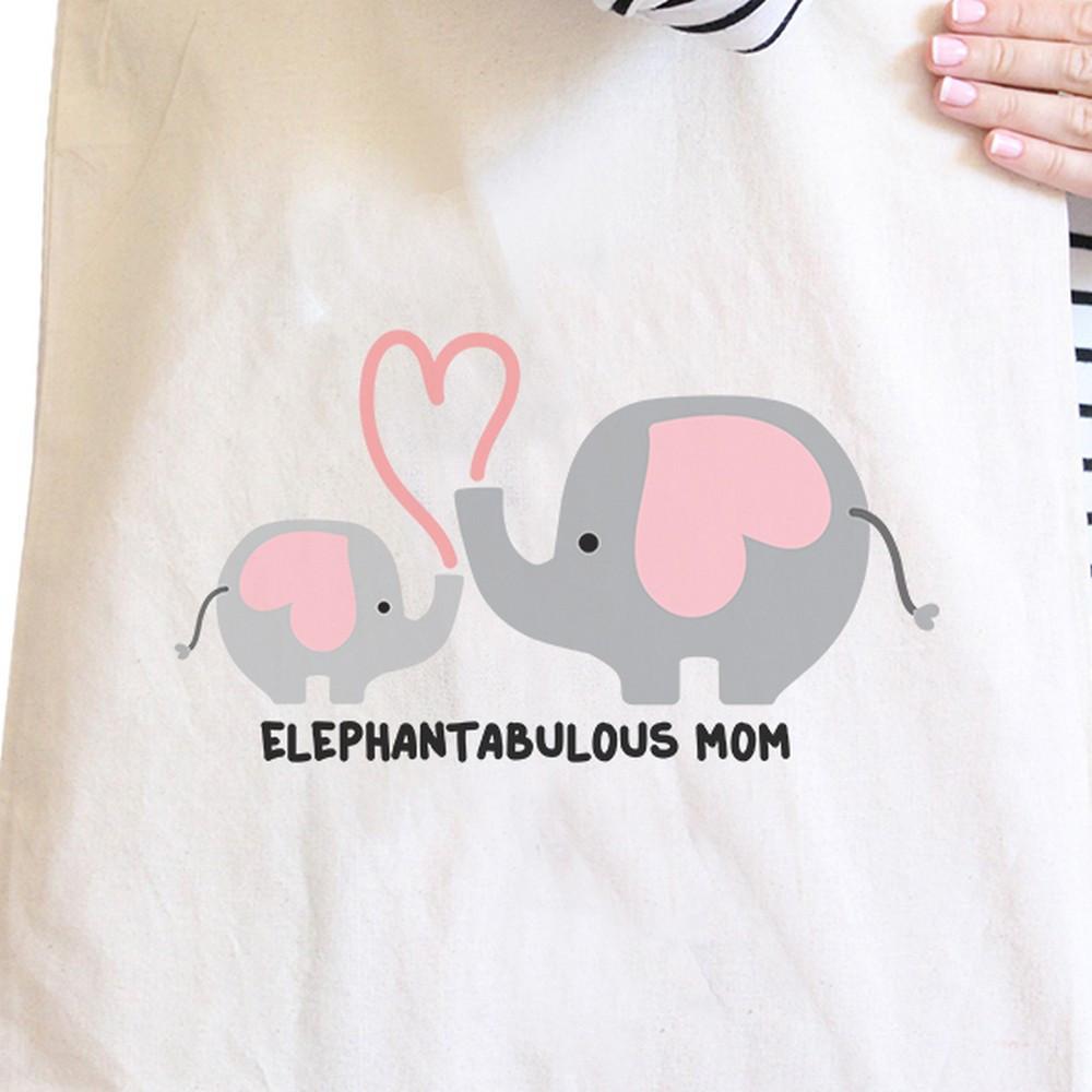 Elephantabulous Mom Natural Cute Design Funny Graphic Canvas Tote