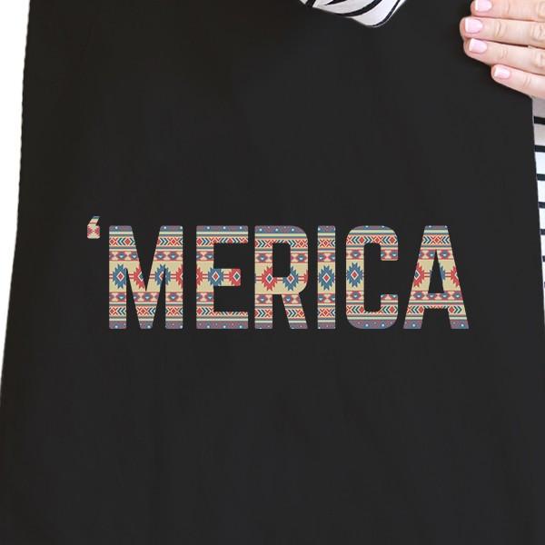 With 'merica Black Canvas Bag Tribal Pattern America Lettering Bag