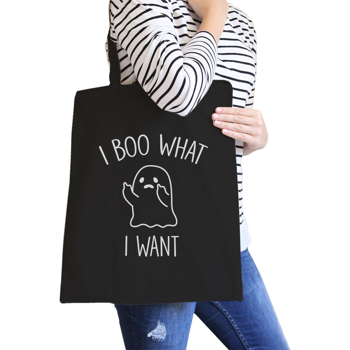 I Boo What I Want Ghost Black Canvas Bags