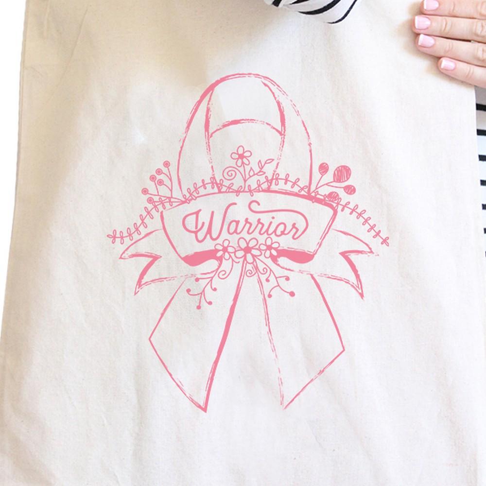 Warrior Breast Cancer Awareness Natural Canvas Bags