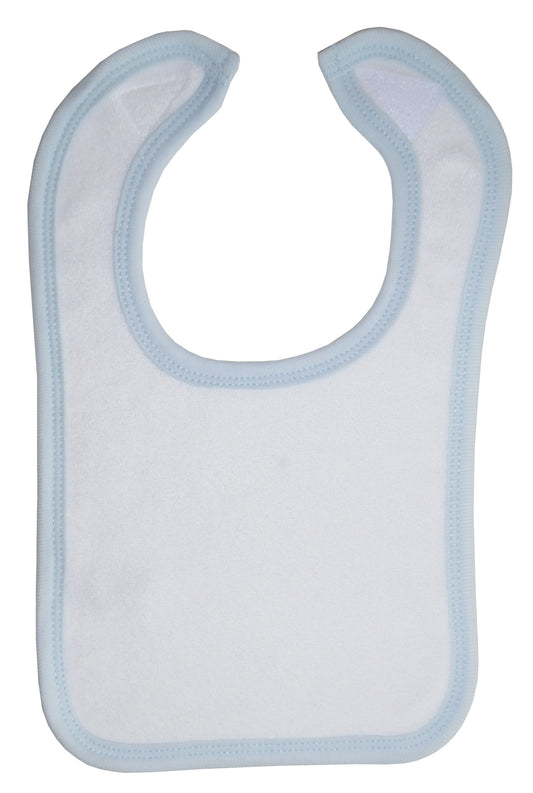 White Terry Bib With Blue Trim