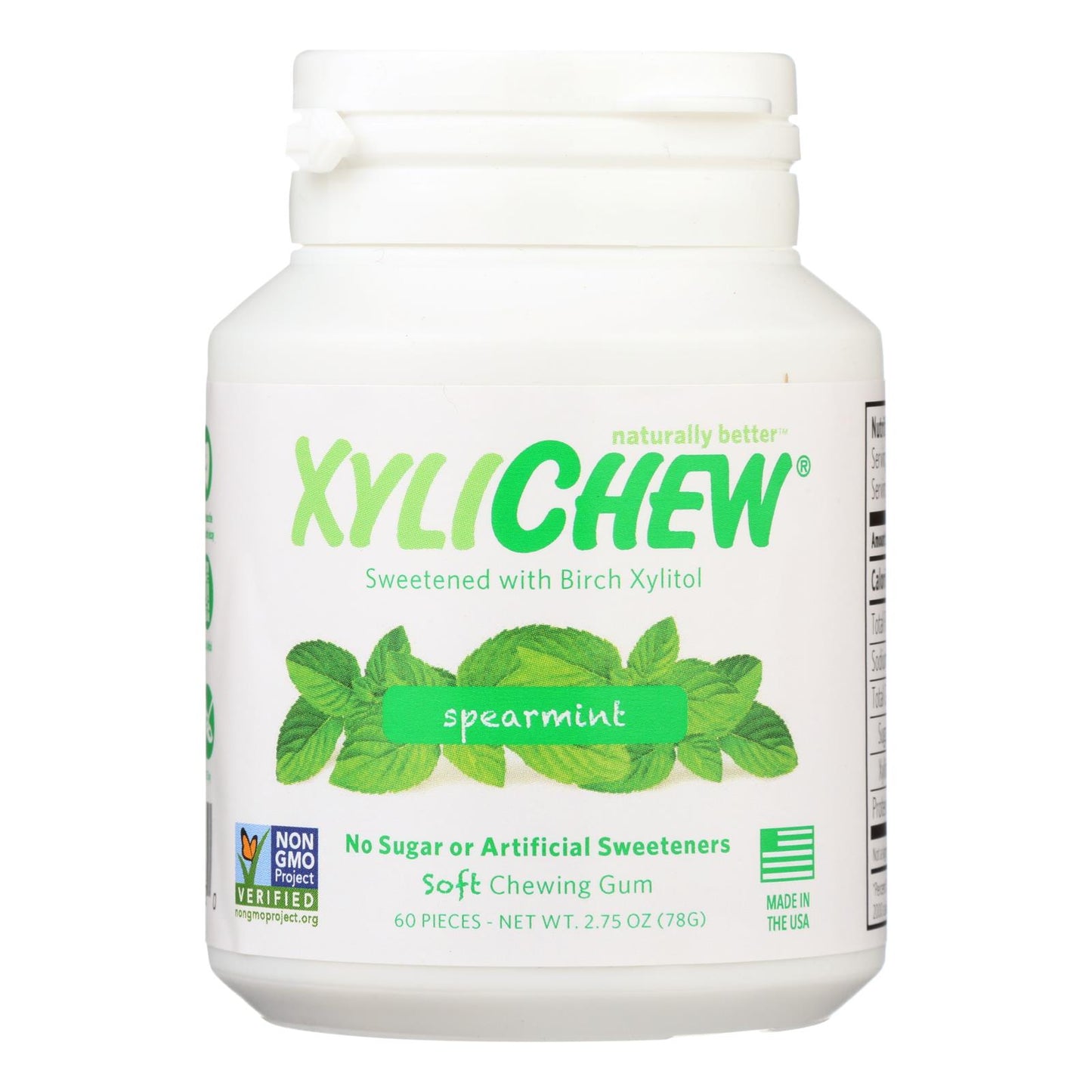 Xylichew Chewing Gum - Sugar Free Spearmint - 60 Piece Jar - Case Of 4