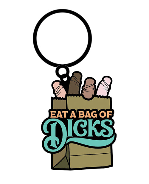 Wood Rocket Eat A Bag Of Dicks Keychain - Tan