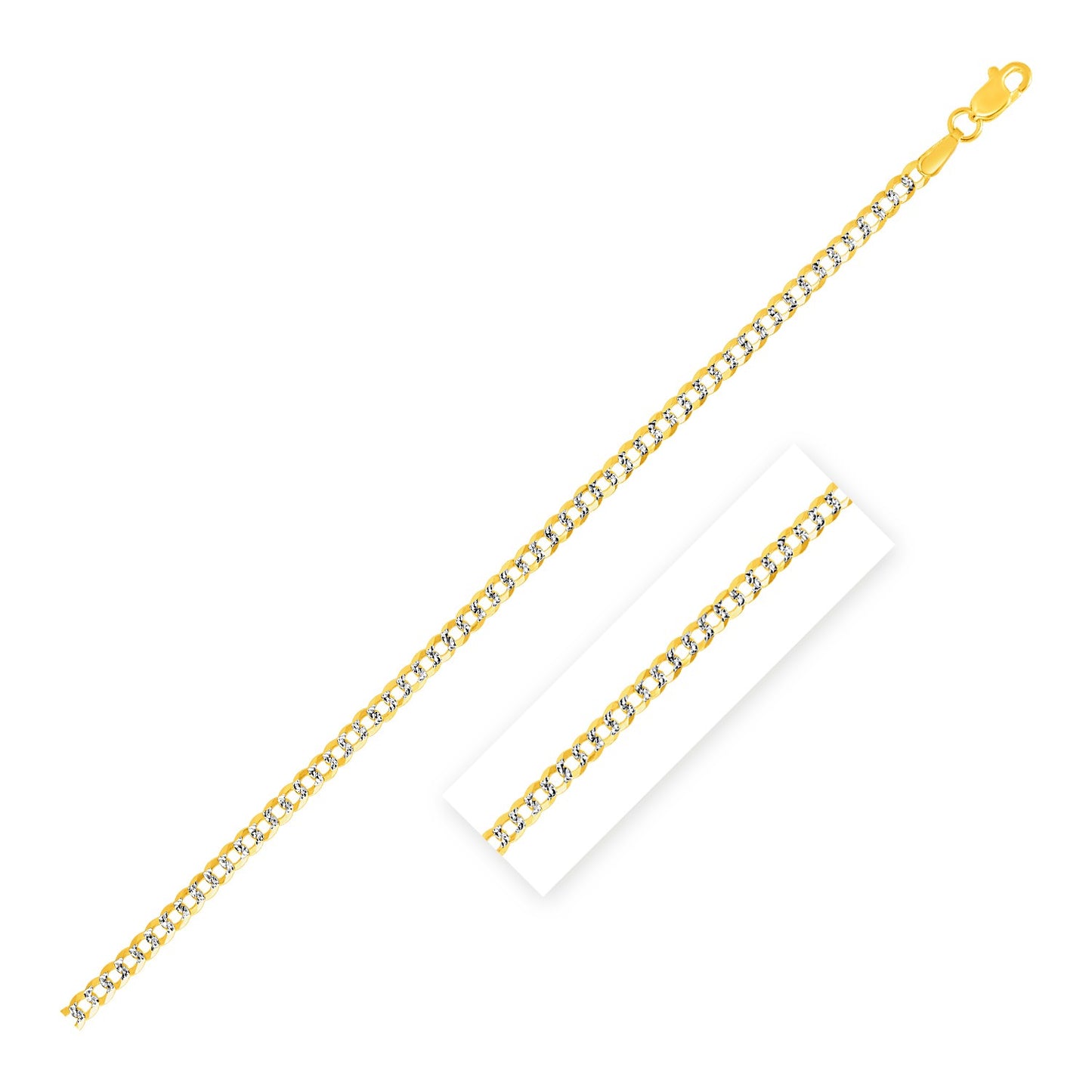 2.6 mm 14k Two Tone Gold Pave Curb Chain