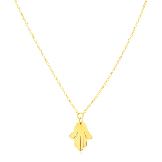 14K Yellow Gold Hand of Hamsa Necklace