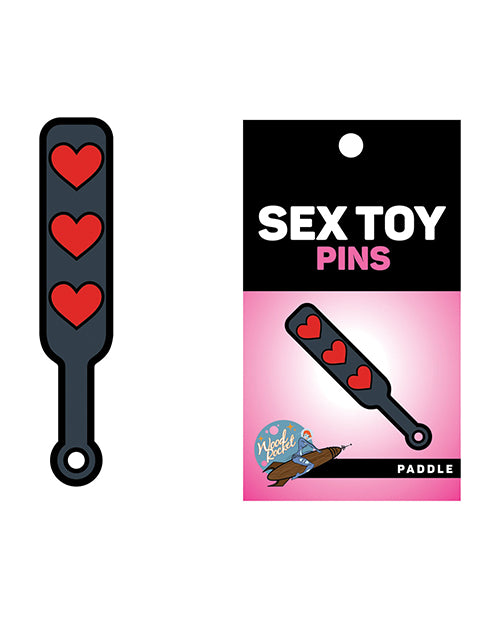 Wood Rocket Sex Toy Hearts Paddle Pin - Black/red