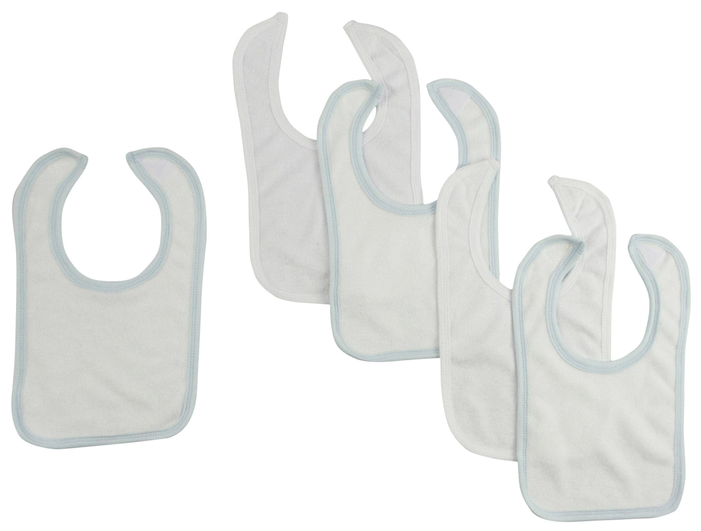 White Bib With Blue Trim And White Trim (pack Of 5)