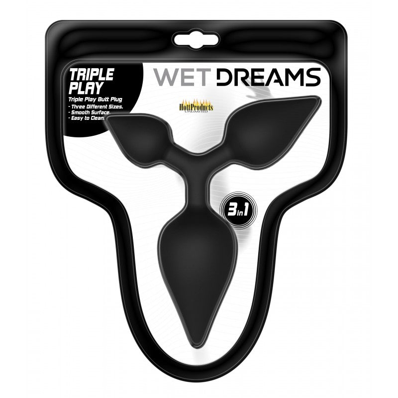 Wet Dreams Triple Play Anal Plug Multi Size Black