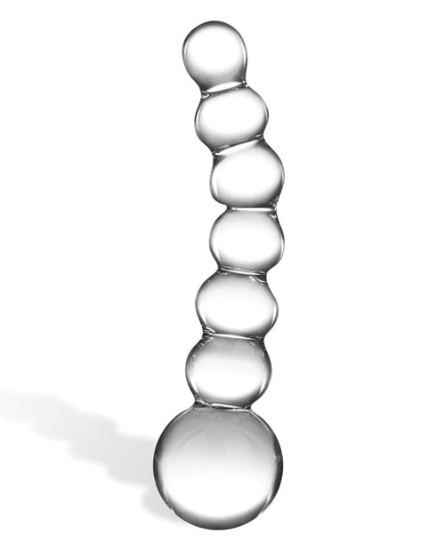 5 In Curved Glass Beaded Dildo