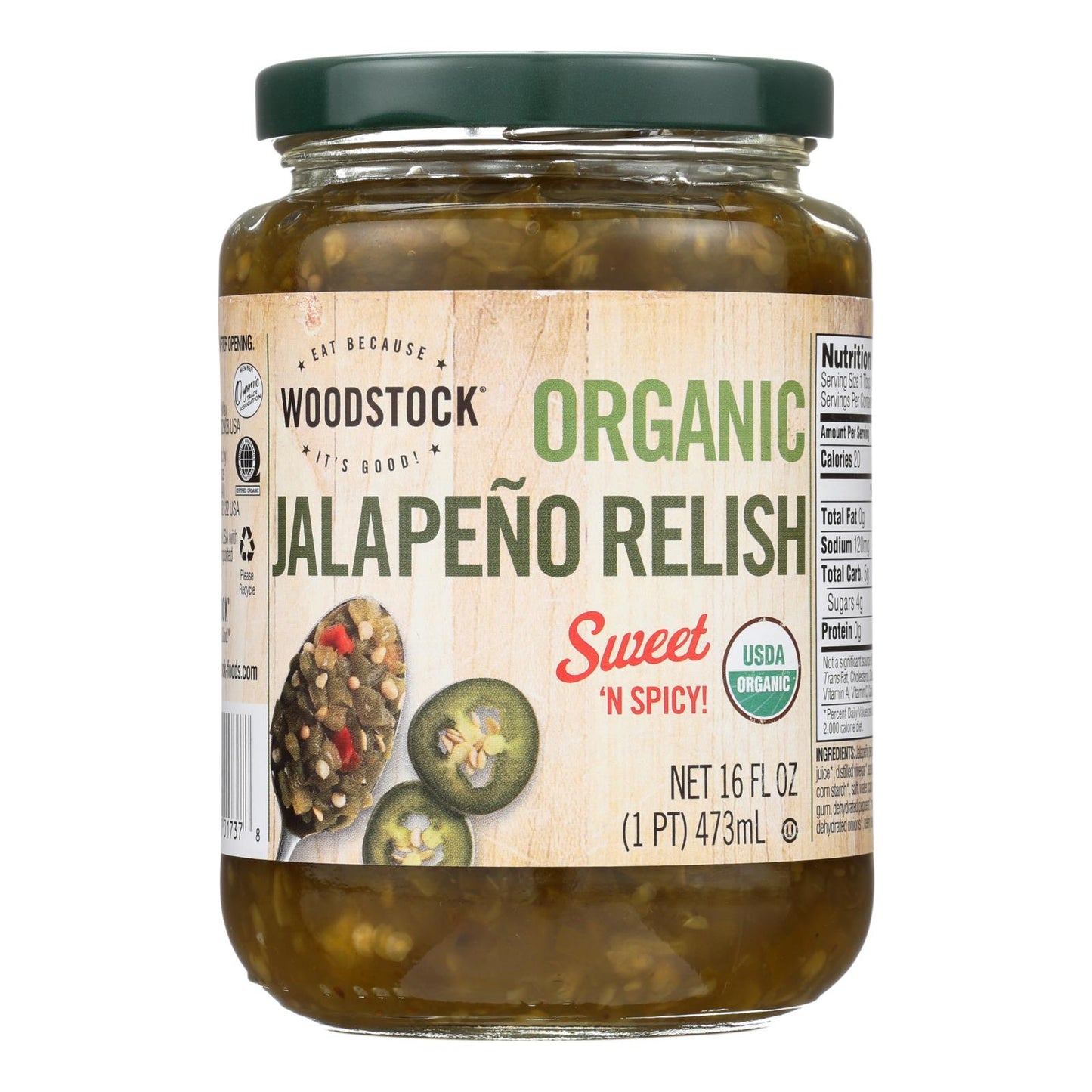 Woodstock Organic Jalapeño Relish - Case Of 6 - 16 Oz