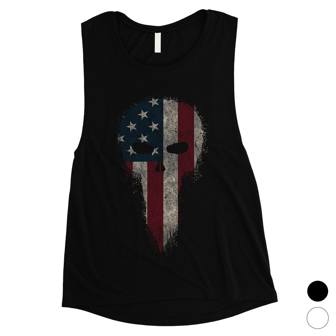 Vintage American Skull Womens Muscle Tee Cute 4th of July Outfits