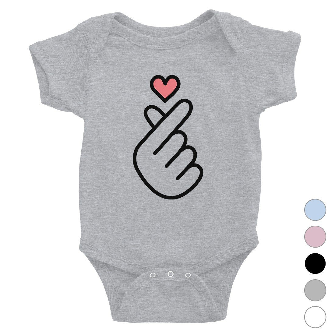 365 Printing Finger Heart Baby Bodysuit Gift Baby Shower Cute Infant Jumpsuit