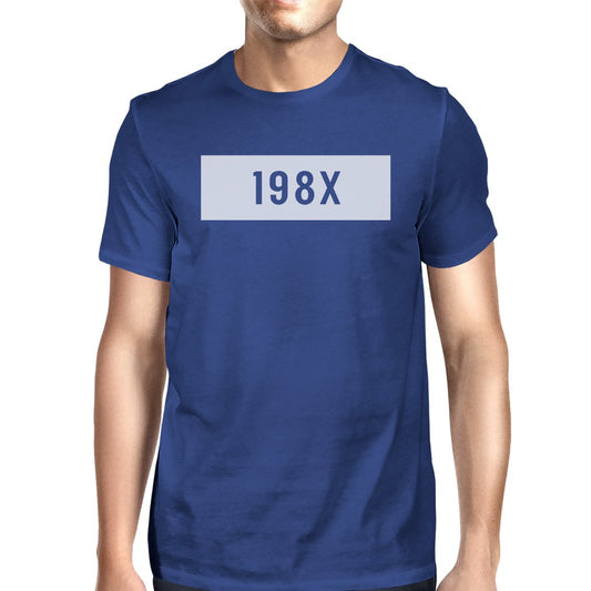 198X Men's Royal Blue Round Neck  Cotton T-Shirt Trendy Graphic Top