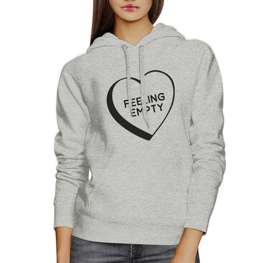 Feeling Empty Heart Unisex Grey Hoodie Letter Printed Cute Design