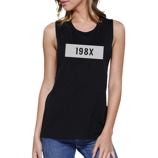 198X Women's Black Cute Design Muscle Tee Unique Graphic Funny Gift