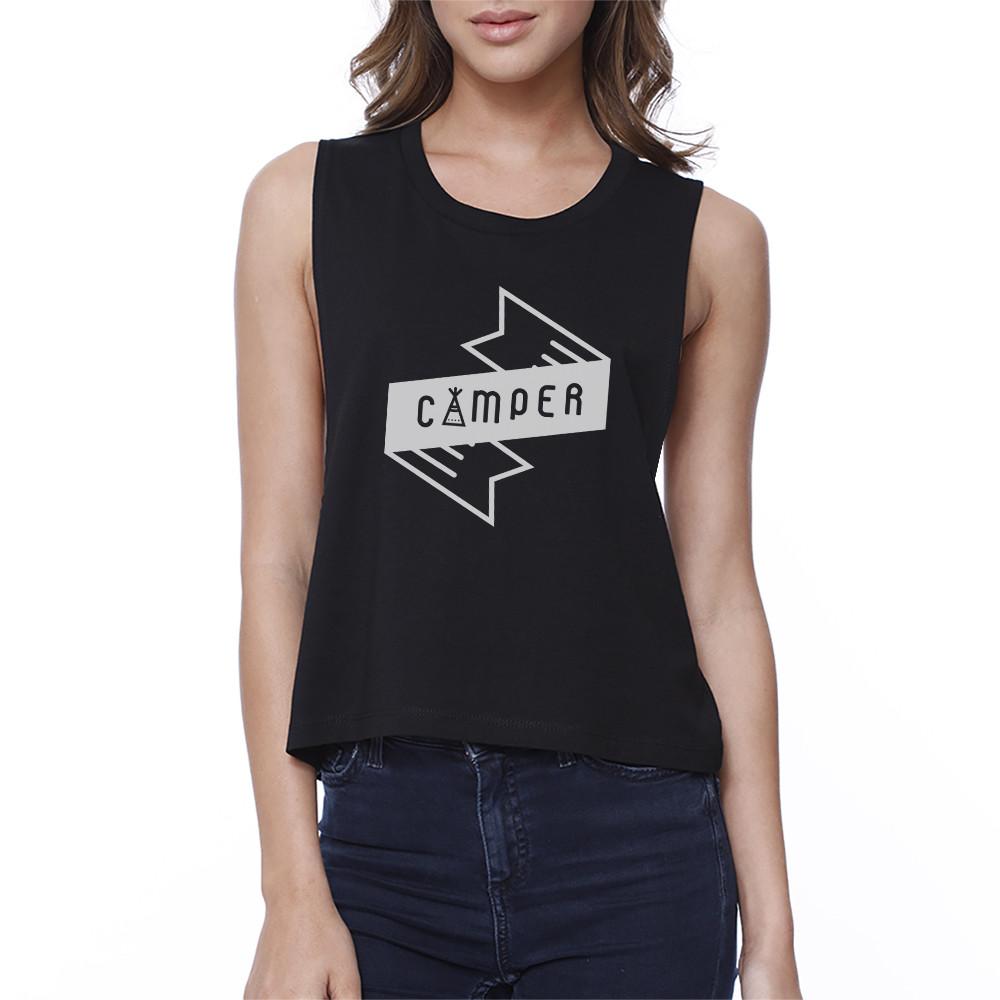 Camper Women's Black Crop Top Unique Design Cute Gift Ideas For Her