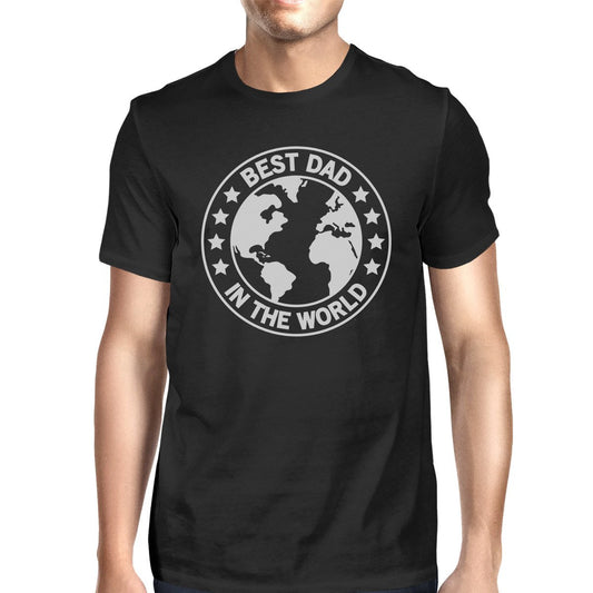 World Best Dad Mens Black Round Neck Tee Unique Graphic Top For Dad