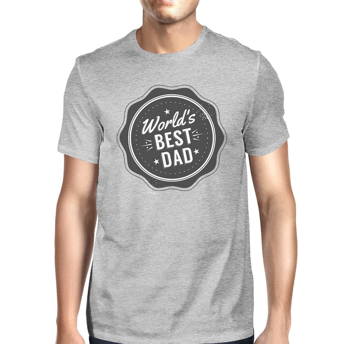 World's Best Dad Mens Grey Cotton Graphic Tee Unique Design T-Shirt