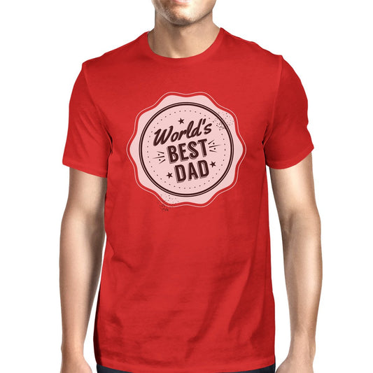 World's Best Dad Mens Red Crew Neck Cotton Shirt Perfect Dad Gifts