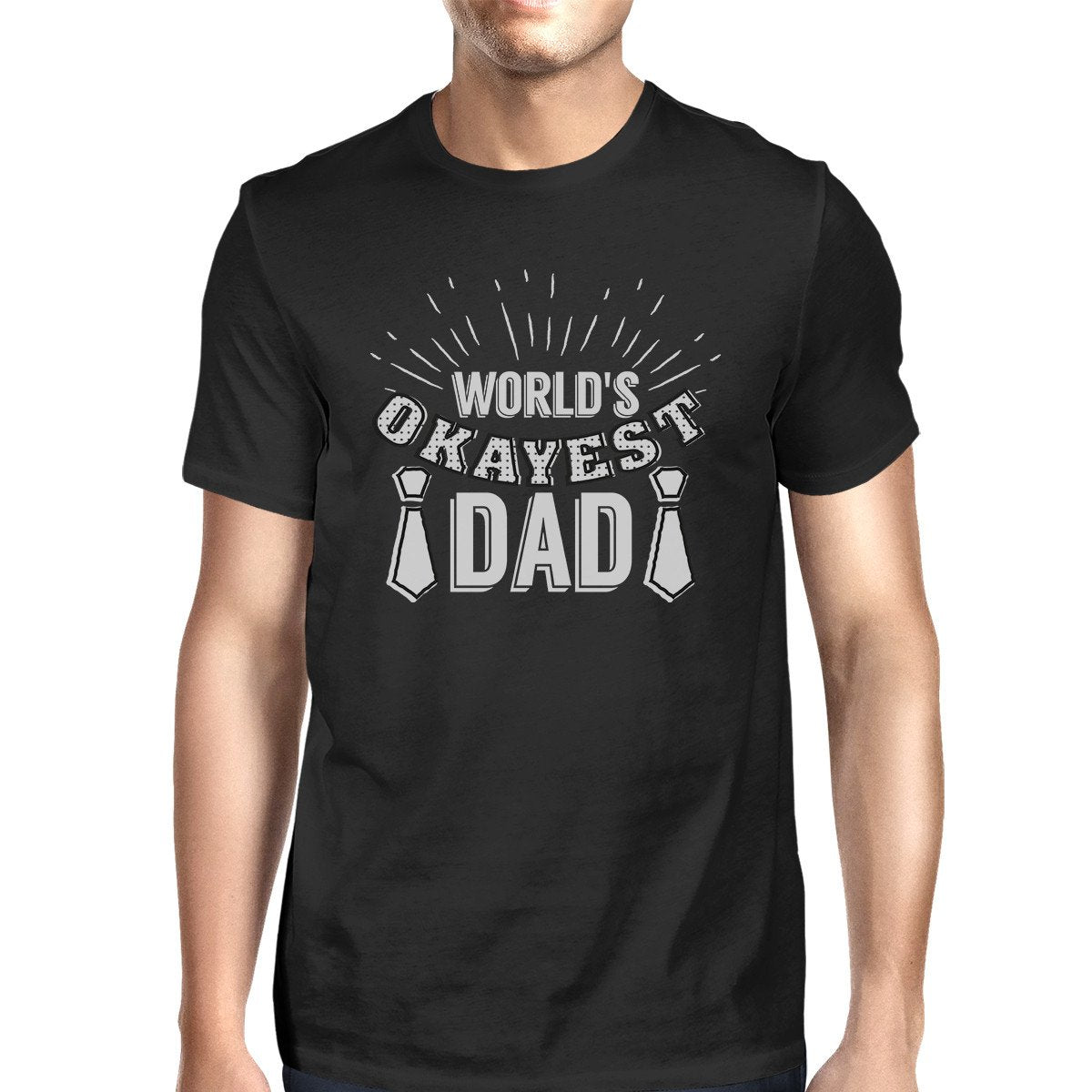 Worlds Okayest Dad Mens Black Vintage Design Graphic Tee For Him