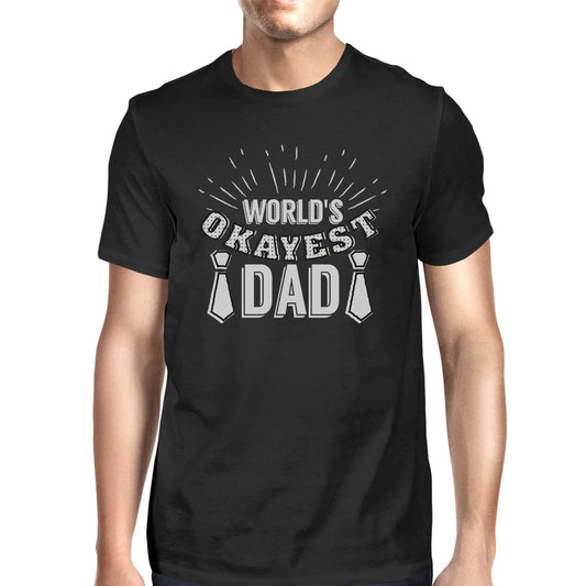 Worlds Okayest Dad Mens Black Vintage Design Graphic Tee For Him