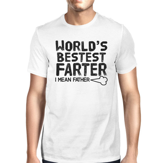 World's Bestest Farter Men's White Funny Short Sleeve Tee For Dad