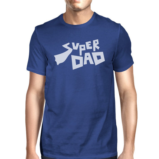 Super Dad Mens Blue Unique Design Round Neck Shirt For Fathers Day