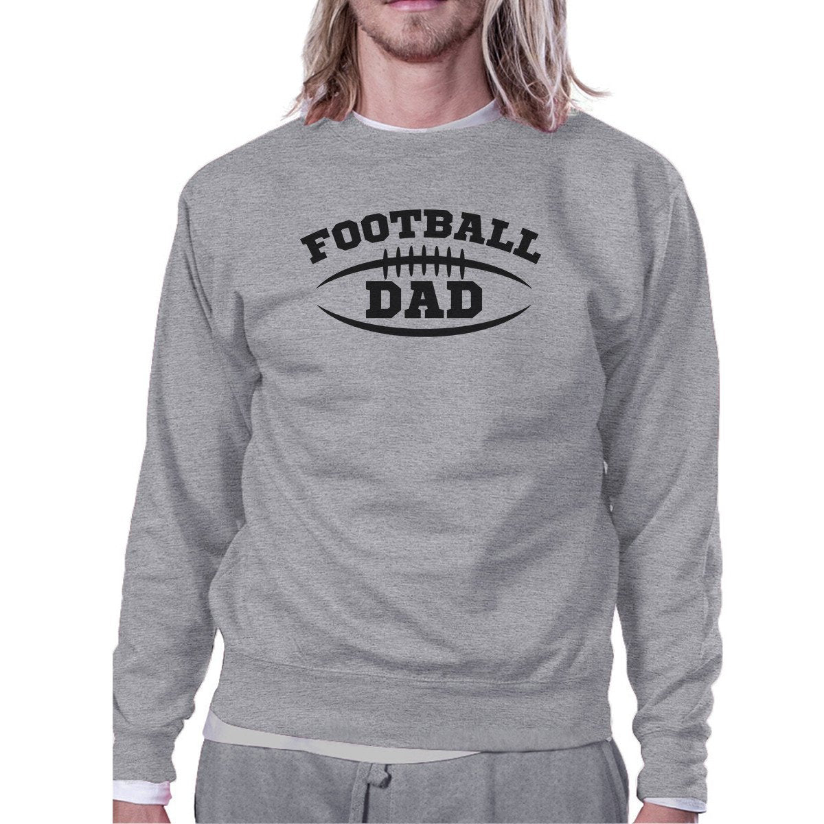 Football Dad Men's Grey Crewneck Sweatshirt Funny Dad Sweatshirt