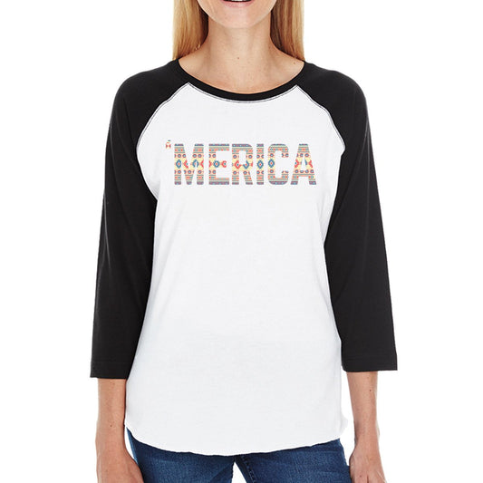 'Merica Cute Tribal Pattern Baseball Tee For Women Gifts For Her