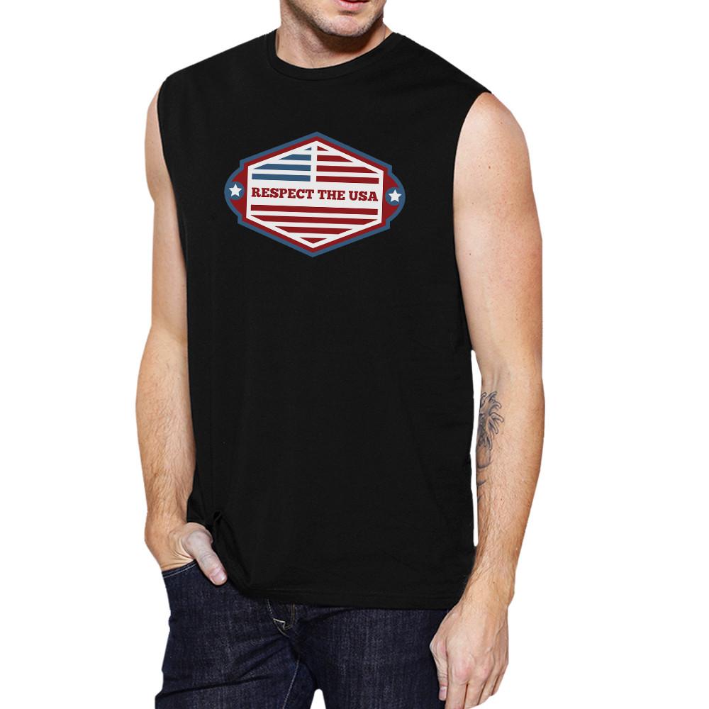 Respect The USA Mens Black Sleeveless Shirt Funny 4th Of July Shirt