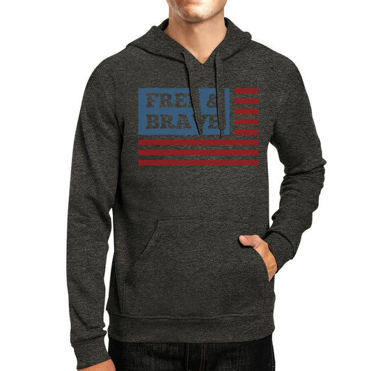 Free Brave Us Flag Unisex Dark Grey Graphic Hoodie Pullover Fleece