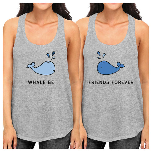 Whale Be Friend Forever BFF Matching Grey Graphic Tanks For Summer