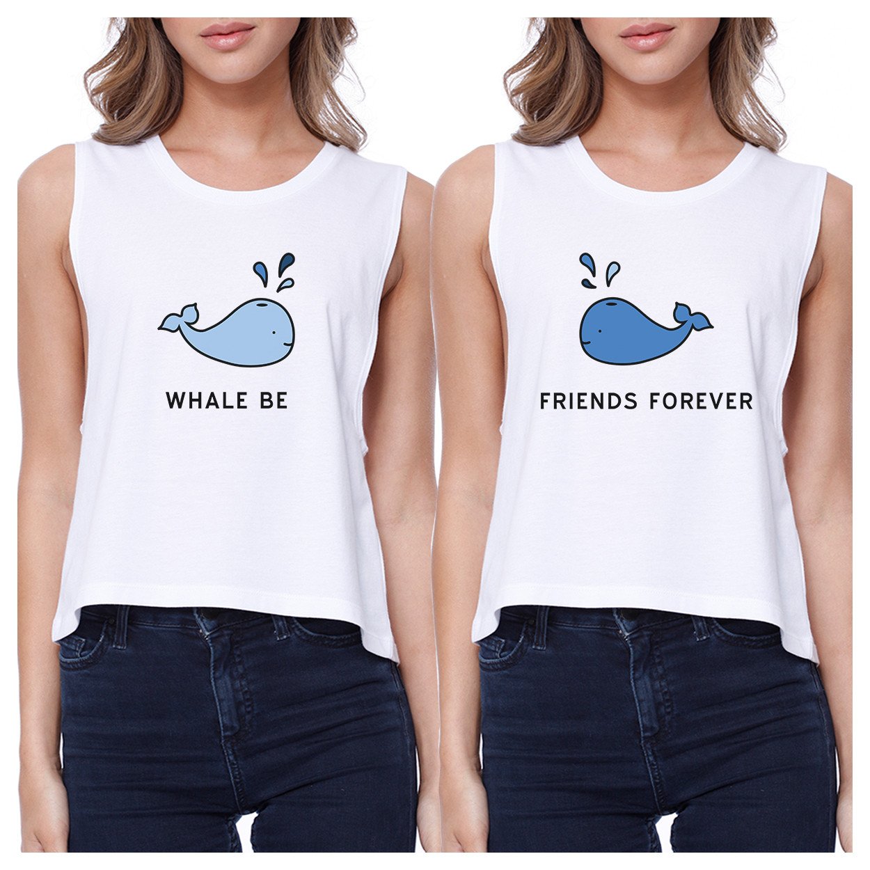 Whale Be Friend Forever BFF Matching Crop Tops Cute Summer Tanks