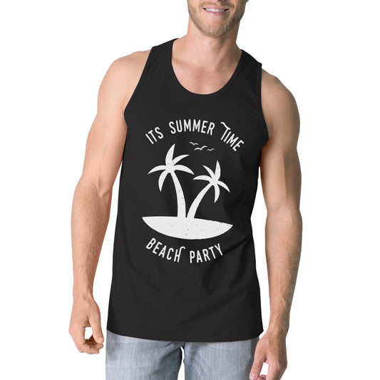 It's Summer Time Beach Party Mens Black Tank Top