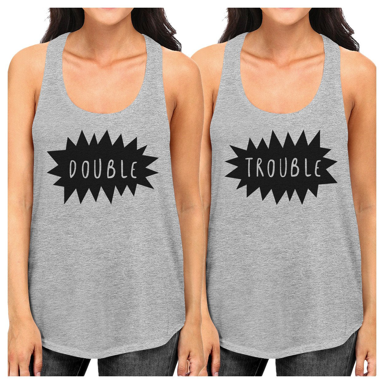 Double Trouble BFF Matching Grey Tank Tops