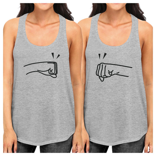 Fists Pound BFF Matching Grey Tank Tops