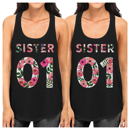 Sister 01 BFF Matching Black Tank Tops