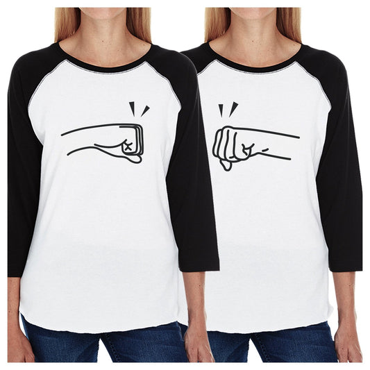 Fists Pound BFF Matching Black And White Baseball Shirts