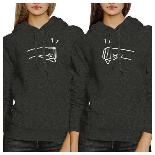 Fists Pound BFF Matching Dark Grey Hoodies