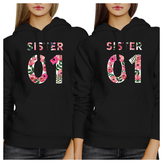 Sister 01 BFF Matching Black Hoodies