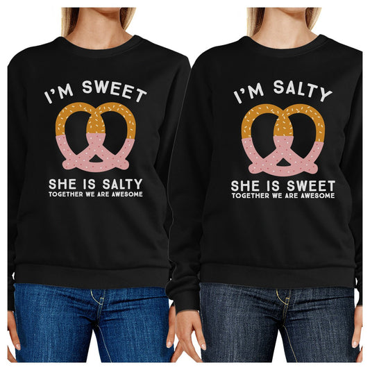 Sweet And Salty BFF Matching Black Sweatshirts