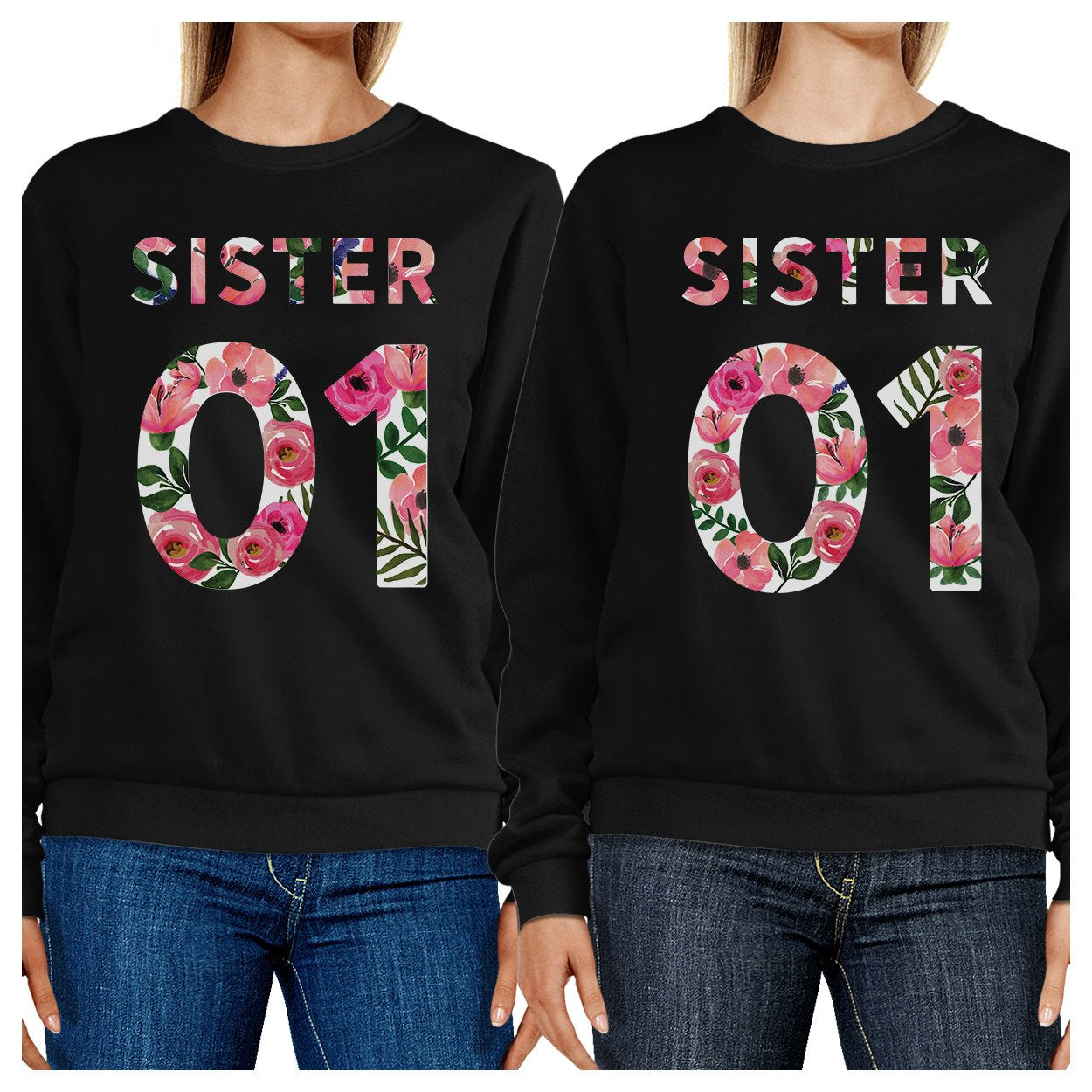 Sister 01 BFF Matching Black Sweatshirts