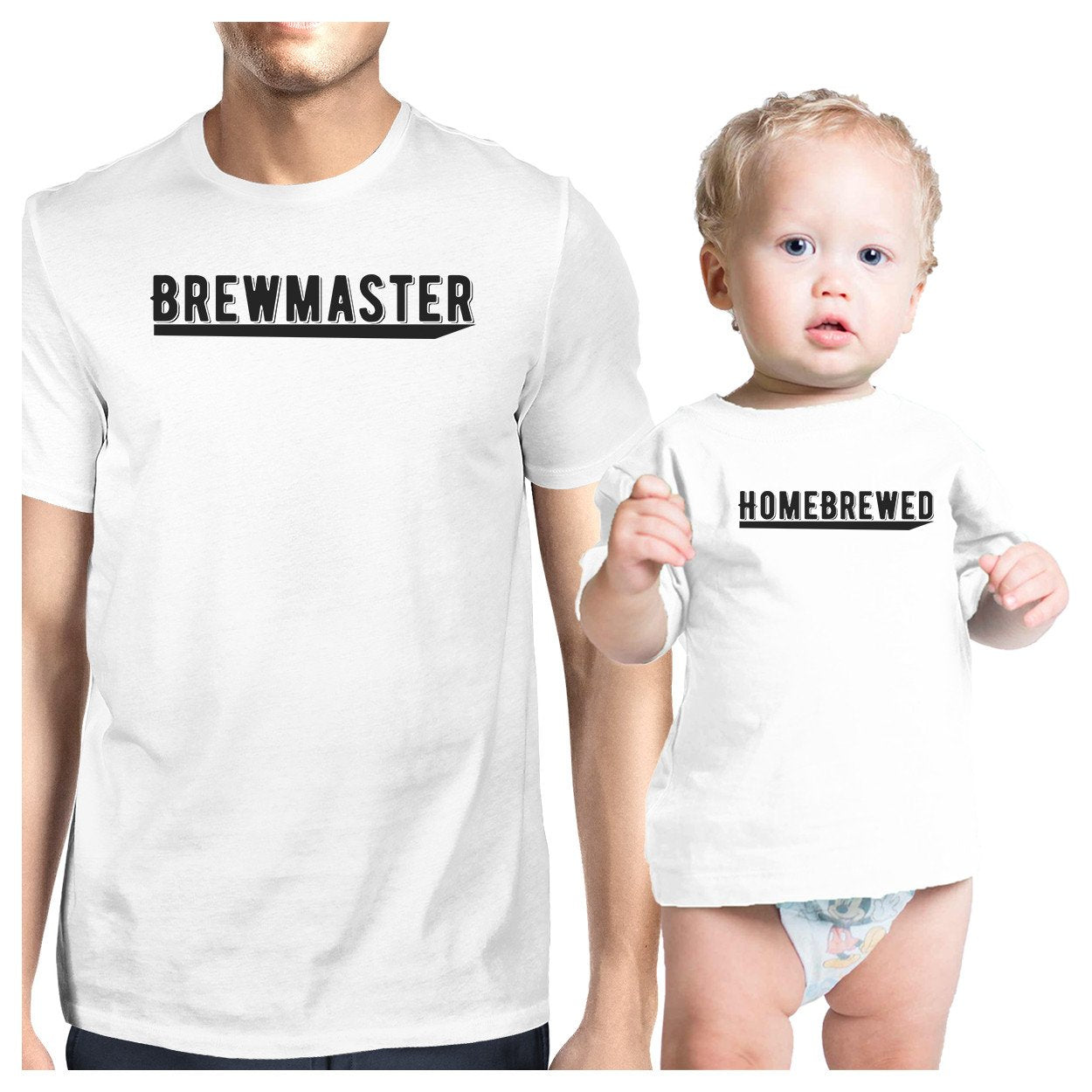 Brewmaster Homebrewed Dad and Baby Matching White Shirt