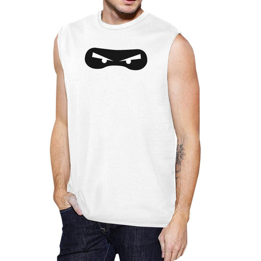 Ninja Eyes Mens White Muscle Top