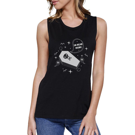 So Dead Inside Coffin Womens Black Muscle Top