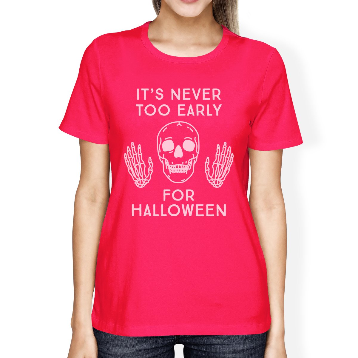 It's Never Too Early For Halloween Womens Hot Pink Shirt