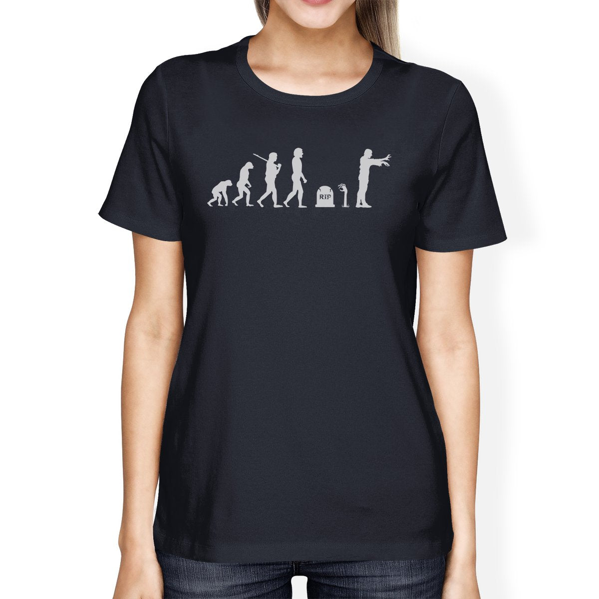 Zombie Evolution Womens Navy Shirt