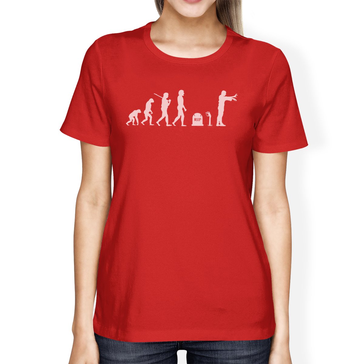 Zombie Evolution Womens Red Shirt