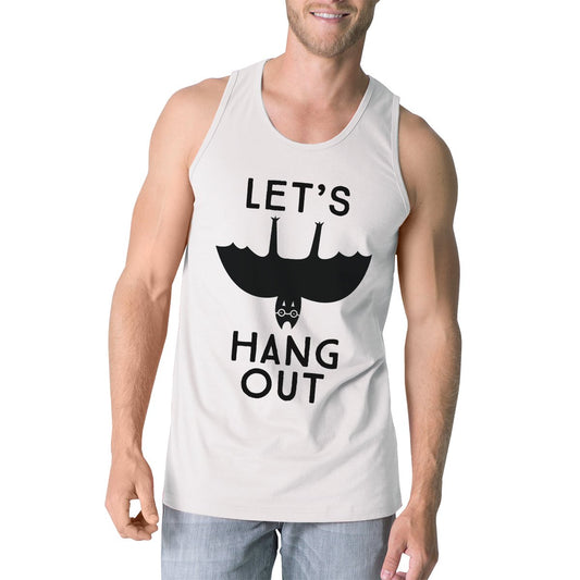 Let's Hang Out Bat Mens White Tank Top