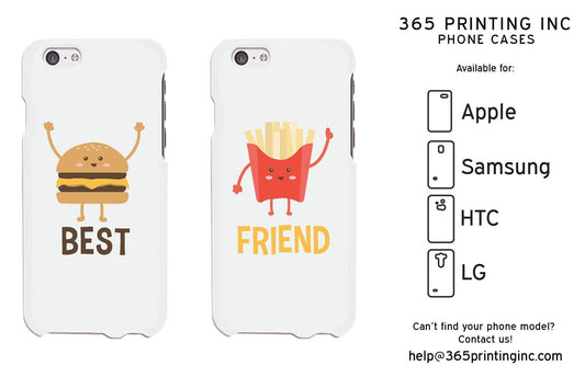 Hambuger And Fries White Cute BFF Matching Phone Cases For Best Friends